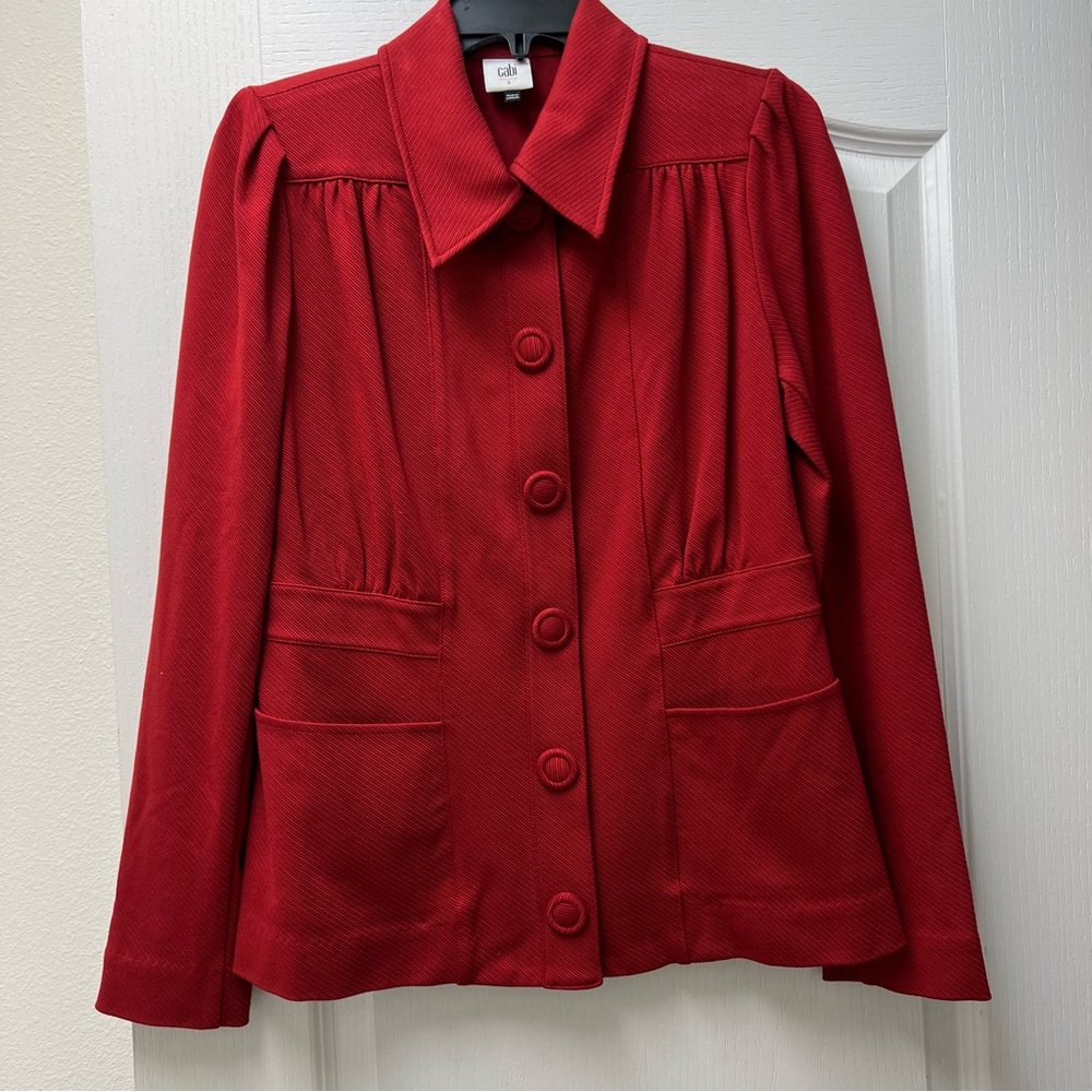 Cabi Red Rust Snap Front Long Sleeve Layering Blazer Coat Sz Small